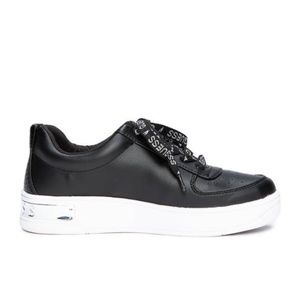 New Guess Hype Lace Up Faux Leather Athletic Shoes Sneakers Black 10M